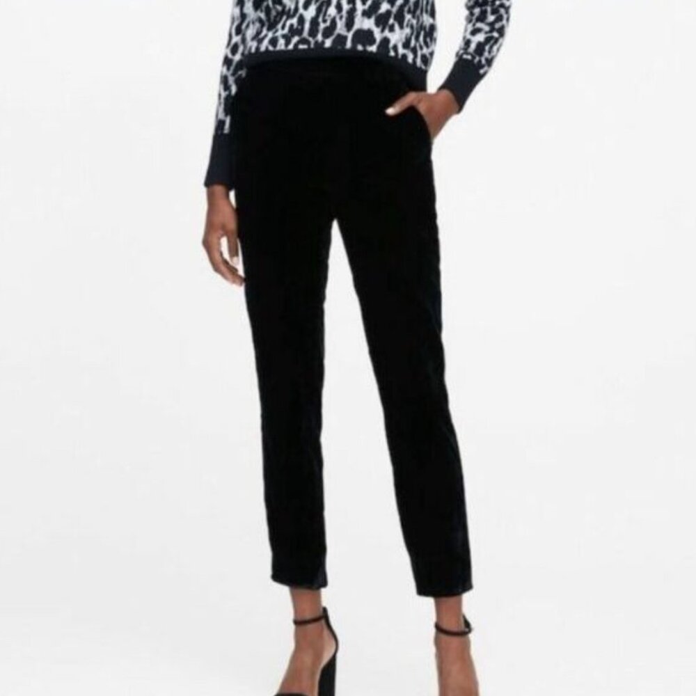 Banana Republic Black Crushed Velvet Hayden Pants-Size Small